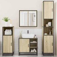 Berkfield Home Durable 4 Piece Bathroom Furniture Set Sonoma Oak Engineered Wood in Light Tan