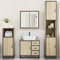 Berkfield Home Durable 4 Piece Bathroom Furniture Set Sonoma Oak Engineered Wood in Light Beige