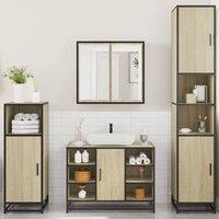 Berkfield Home Durable 4 Piece Bathroom Furniture Set Sonoma Oak Engineered Wood in Light Brown