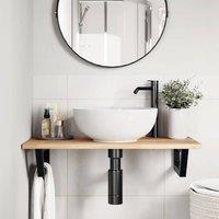 Berkfield Home Elegant Basin Shelf Wall Mounted Steel & Solid Wood Acacia in Brown