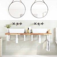 Berkfield Home Elegant Basin Shelf Wall Mounted Steel & Solid Wood Acacia in Brown
