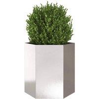 Berkfield Home Durable Garden Planter Hexagon 46x40x45 cm Stainless Steel in Silver | Size: 46 x 40 x 45 cm