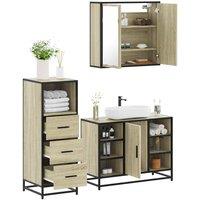 Berkfield Home 3 Piece Bathroom Furniture Set Sonoma Oak Engineered Wood in Brown