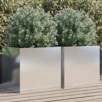 Berkfield Home Planters 2 pcs Silver 49x47x46 cm Stainless Steel | Size: 49 x 47 x 46 cm