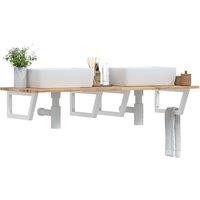 Berkfield Home Basin Shelf Wall Mounted Steel & Solid Wood Acacia in Brown