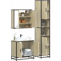 Berkfield Home 3 Piece Bathroom Furniture Set Sonoma Oak Engineered Wood in Brown