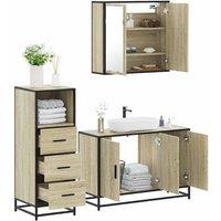 Berkfield Home 3 Piece Bathroom Furniture Set Sonoma Oak Engineered Wood in Brown