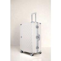 JLY Zipperless Polycarbonate Suitcase, Hard Shell, TSA Lock, 4 Wheels in White | Size: Medium