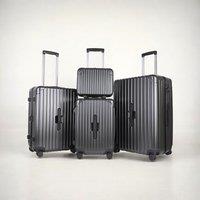 JLY 4 Piece Suitcase Set: Vanity, Carry-On, Medium & Large with Cupholder in Black | Size: 4 Pack
