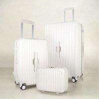 JLY 3 Piece Luggage Set with Vanity Case, Carry-On & Large Suitcase in Off-White | Size: 3 Pack