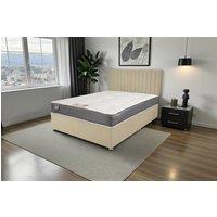 Knight Sleep Emily Naples Divan Bed, 0 Drawers + Sprung Memory Mattress & Headboard in Cream | Size: King