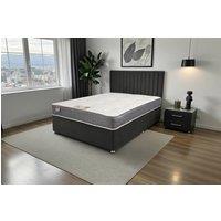 Knight Sleep Emily Naples Divan Bed, 0 Drawers + Sprung Memory Mattress & Headboard in Black | Size: Single