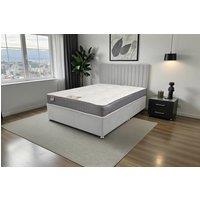 Knight Sleep Emily Naples Divan Bed, 0 Drawers + Sprung Memory Mattress & Headboard in Silver | Size: Single