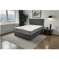 Knight Sleep Emily Naples Divan Bed, 0 Drawers + Sprung Memory Mattress & Headboard in Charcoal | Size: King