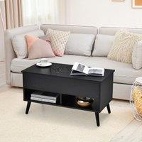 Costway Lift Top Coffee Table Modern Wooden Lift Top Dining Cocktail Table in Black