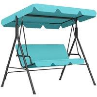 Nordara Outdoor Metal Hammock Swing Chair 3-Seater, Patio Bench Garden Grey in Aqua | Size: 120 cm x 45 cm