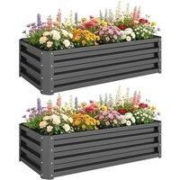 Nordara Set of 2 Raised Garden Bed Galvanised Planter Box, Dark Grey | Size: 10kg