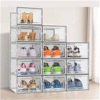 Nordara Grey-12 pcs Large Box Transparent Clear Plastic Stackable in Grey | Size: 500mm