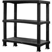 Nordara 3 Tier Plastic Shelving Unit Garage Shed Storage Organizer in Black | Size: Large
