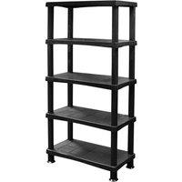 Nordara 5 Tier Plastic Shelving Unit Storage Racking Home Garage Shed in Black | Size: 120 cm x 70 cm