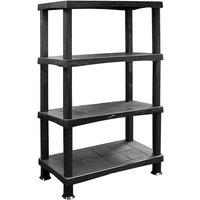 Nordara 4Tier Plastic Shelving Unit Garage Shed Storage Organizer in Black | Size: Large
