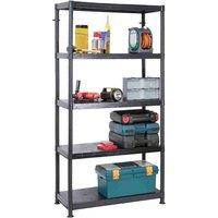 Nordara 5 Tier Plastic Shelving Unit Garage Shed Storage Organizer in Black | Size: Large