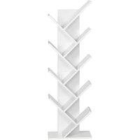 Nordara White Tree Bookcase 8 Tier Floor Standing Wooden Shelves | Size: 130 cm x 45 cm