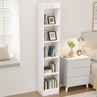 Nordara 30x24x150cm 5 Tier Cube Storage Unit, Wooden Bookcase Display Shelf in White | Size: 150 cm x 35 cm