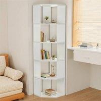 Nordara 40x40x160cm 5 Tier Cube Storage Unit, Wooden Bookcase Display Shelf in White | Size: 150 cm x 60 cm