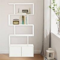 Nordara 70x24x150cm 5 Tier Cube Storage Unit, Wooden Bookcase Display Shelf in White | Size: 150 cm x 60 cm