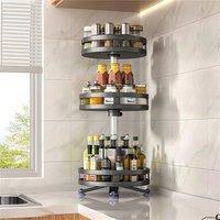 VOGREX 360 Rotating 3 Tier Spice Rack Steel Kitchen Organizer in Black