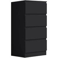 Nordara 4 Drawer Chest of Drawers Matt Black Bedroom Furniture | Size: 100 cm x 80 cm