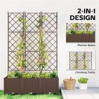 KORVIXA Raised Garden Bed with Trellis in Brown | Size: 0.6m2