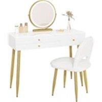 Nordara White Dressing Table Wood Makeup Desk with Stool | Size: 100 cm