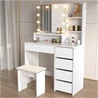 Nordara Dressing Table Vanity Makeup Desk Set in White | Size: 100 cm