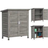 KORVIXA Small Wooden Shed Outdoor Storage Unit Tools Box in Grey | Size: 0.6m2