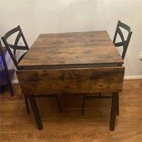 KORVIXA Industrial Drop Leaf Dining Table in Brown | Size: 0.6m2
