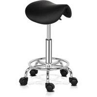 Nordara Saddle Stool Adjustable PU Leather Spa in Black