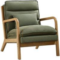 KORVIXA Accent Chair Wingback Armchair with Wood Frame for Living Room in Green | Size: 50 cm x 70 cm