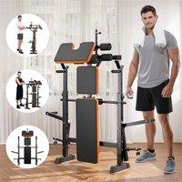 Nordara 600LBS 6 in 1 Adjustable Folding Weight Bench Set Barbell Rack in Black