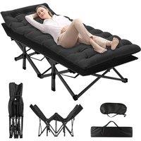 Nordara Heavy Duty Folding Camping Cot Bed With Mattress in Black