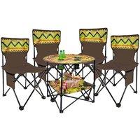 Nordara 5 Piece Camping Table Chair Set Outdoor Picnic Fishing Furniture in Brown