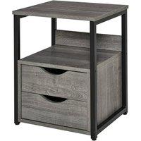 Nordara End Table Bedside Desk Slim Storage Cabinet with Shelf Grey | Size: 40 cm x 50 cm
