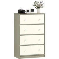 Nordara Chest of Drawers, 4 Drawer Dresser for Bedroom, White & Grey | Size: 100 cm x 60 cm