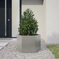 Berkfield Home Garden Planter Hexagon 69x60x45 cm Stainless Steel in Silver | Size: 69 x 60 x 45 cm