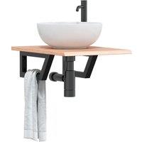 Berkfield Home Basin Shelf Wall Mounted Steel & Solid Wood Oak in Brown