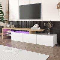 HomeTouch White High Gloss Wooden TV Unit with Large Storage & LED Lighting | Size: 1 Pack