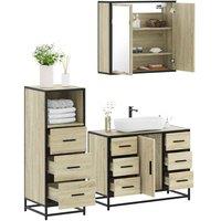 Berkfield Home 3 Piece Bathroom Furniture Set Sonoma Oak Engineered Wood in Brown