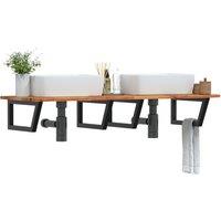 Berkfield Home Basin Shelf Wall Mounted Steel & Solid Wood Acacia in Brown