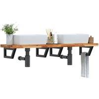 Berkfield Home Basin Shelf Wall Mounted Steel & Solid Wood Acacia in Brown